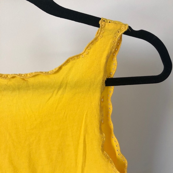 J. Crew XS yellow eyelet tank with scalloping - Picture 6 of 6